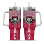 personalized new mexico lobos chevron stripe red curved tumbler best selling.webp