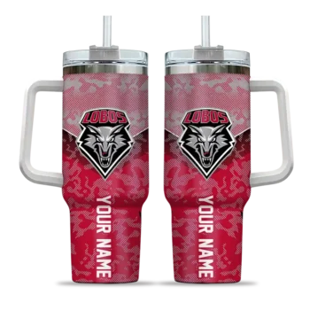 personalized new mexico lobos chevron stripe red curved tumbler best selling.webp