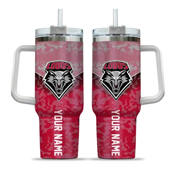 personalized new mexico lobos chevron stripe red curved tumbler best selling.webp