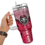 personalized new mexico lobos chevron stripe red curved tumbler best selling.webp