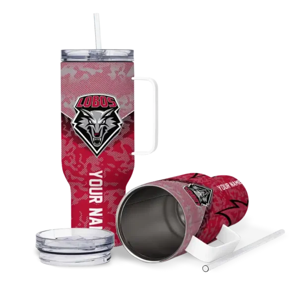 personalized new mexico lobos chevron stripe red curved tumbler high quality.webp