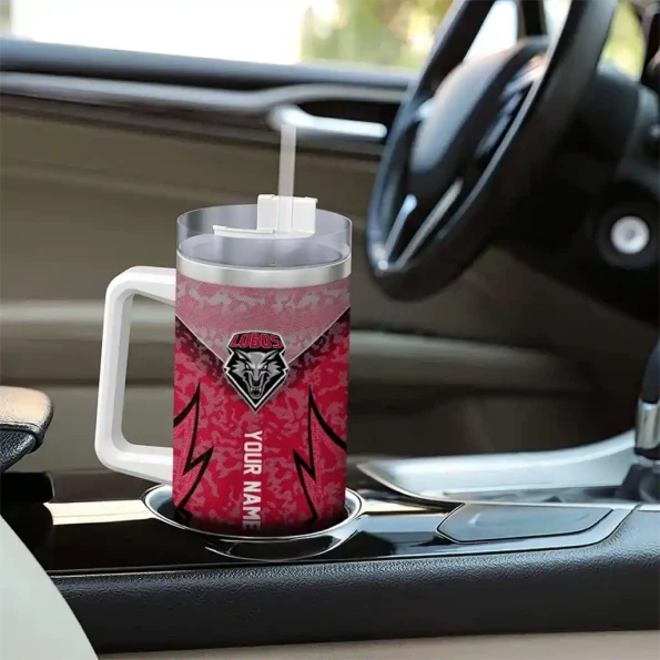 personalized new mexico lobos chevron stripe red curved tumbler trendy.webp