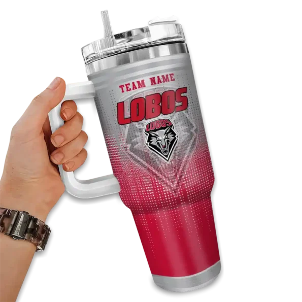 personalized new mexico lobos gradient dots red curved tumbler fashion forward.webp