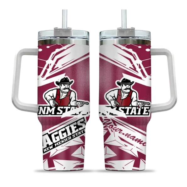 personalized new mexico state aggies abstract paths crimson curved tumbler best selling