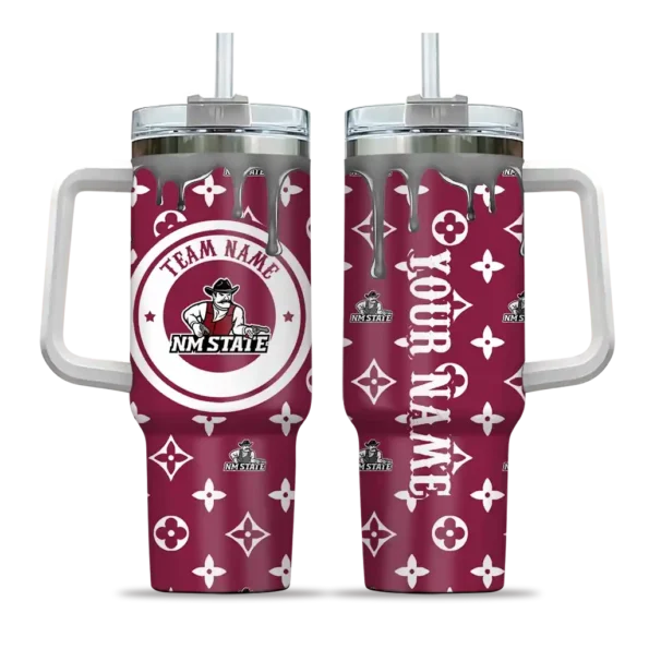 personalized new mexico state aggies bullseye drips crimson curved tumbler best selling