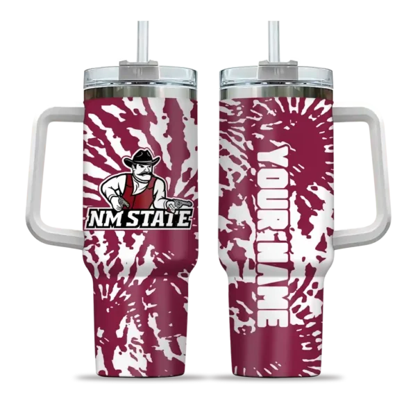 personalized new mexico state aggies burst swirl crimson curved tumbler best selling