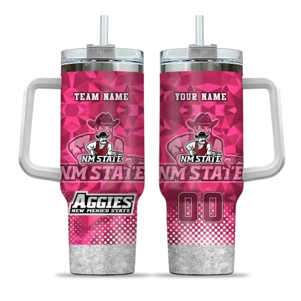 personalized new mexico state aggies geometric prism crimson curved tumbler best selling