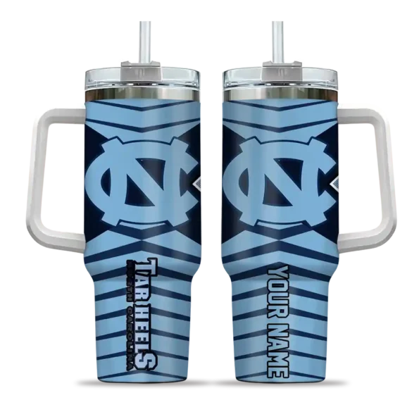 personalized north carolina tar heels chevron layers light blue curved tumbler best selling