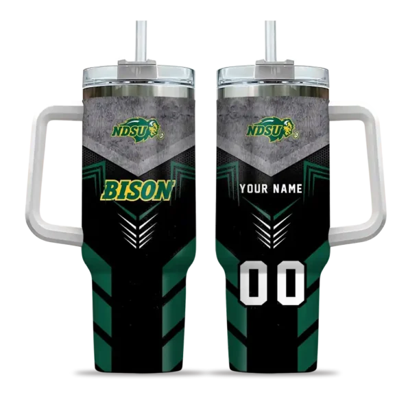 personalized north dakota state bison arrow armor green black curved tumbler best selling