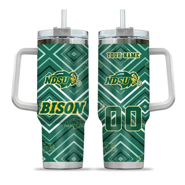 personalized north dakota state bison bold diamonds green curved tumbler best selling