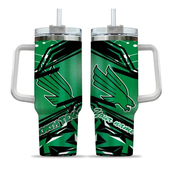 personalized north texas mean green abstract paths green curved tumbler best selling
