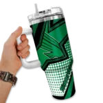 personalized-north-texas-mean-green-arrow-burst-green-curved-tumbler-best-selling.webp