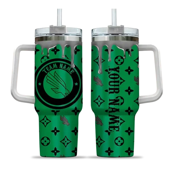 personalized north texas mean green bullseye drips green curved tumbler best selling