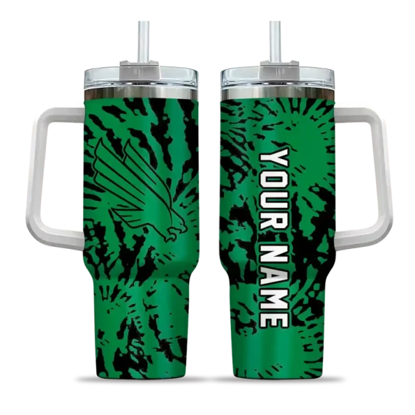 personalized north texas mean green burst swirl green curved tumbler best selling
