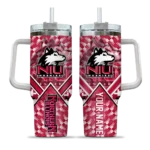 personalized northern illinois huskies chevron angle red curved tumbler best selling.webp