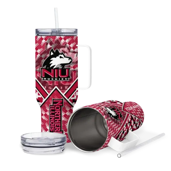 personalized northern illinois huskies chevron angle red curved tumbler high quality.webp
