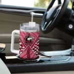 personalized northern illinois huskies chevron angle red curved tumbler best selling.webp