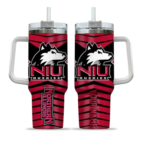 personalized northern illinois huskies chevron layers red curved tumbler best selling
