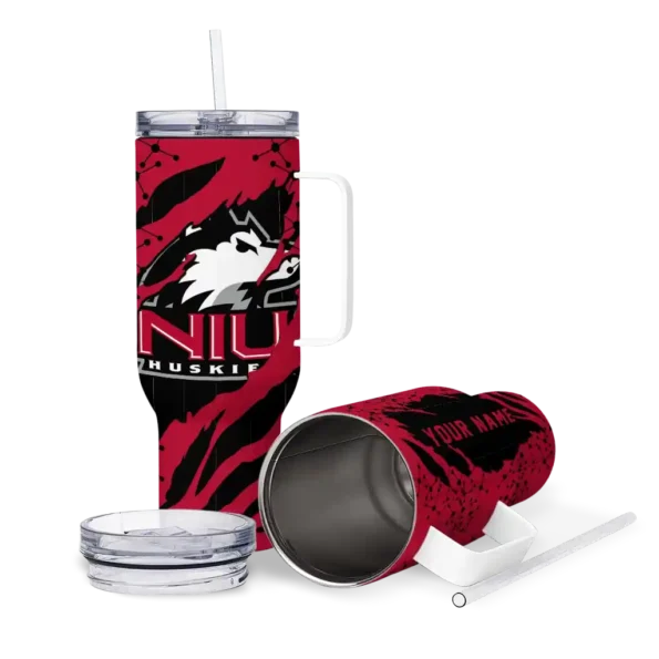 personalized northern illinois huskies claw cut red black curved tumbler high quality.webp