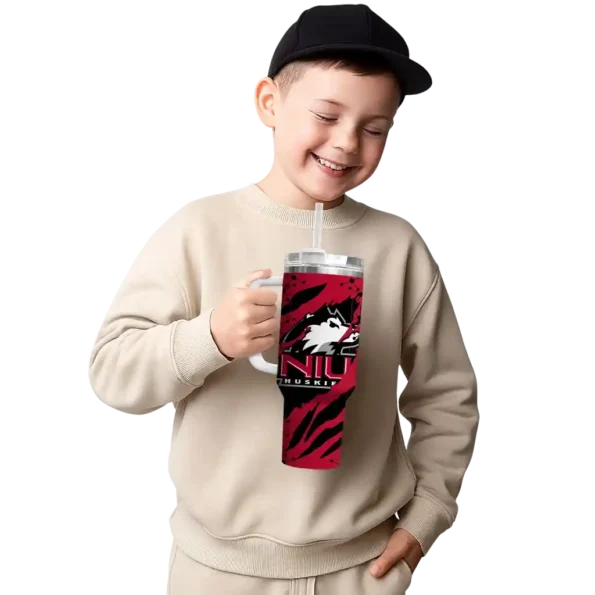 personalized northern illinois huskies claw cut red black curved tumbler latest model.webp