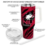 personalized northern illinois huskies claw cut red black curved tumbler best selling.webp