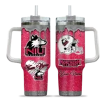 personalized northern illinois huskies heart helmet motif red curved tumbler best selling.webp
