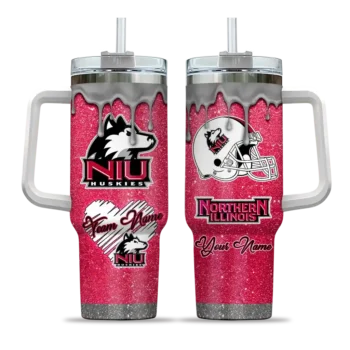 personalized northern illinois huskies heart helmet motif red curved tumbler best selling.webp