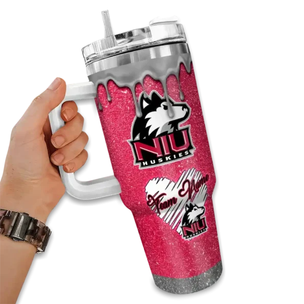 personalized northern illinois huskies heart helmet motif red curved tumbler fashion forward.webp