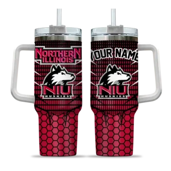 personalized northern illinois huskies hex texture red curved tumbler best selling.webp