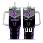 personalized northwestern wildcats arrow armor purple black curved tumbler best selling.webp