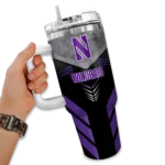 personalized northwestern wildcats arrow armor purple black curved tumbler best selling.webp