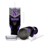 personalized northwestern wildcats arrow armor purple black curved tumbler best selling.webp