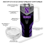 personalized northwestern wildcats arrow armor purple black curved tumbler best selling.webp