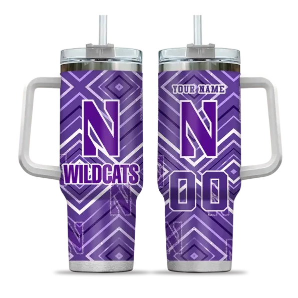 personalized northwestern wildcats bold diamonds purple curved tumbler best selling.webp