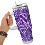 personalized northwestern wildcats bold diamonds purple curved tumbler best selling.webp