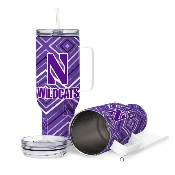 personalized northwestern wildcats bold diamonds purple curved tumbler high quality.webp