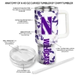 personalized northwestern wildcats camo mashup purple white curved tumbler best selling.webp
