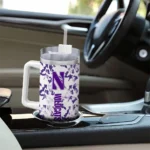 personalized northwestern wildcats camo mashup purple white curved tumbler best selling.webp