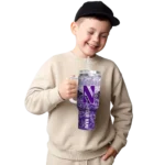 personalized northwestern wildcats chevron stripe purple curved tumbler best selling.webp