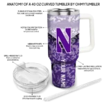 personalized northwestern wildcats chevron stripe purple curved tumbler best selling.webp