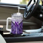 personalized northwestern wildcats chevron stripe purple curved tumbler best selling.webp