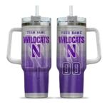 personalized northwestern wildcats gradient dots purple curved tumbler best selling.webp