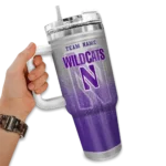 personalized northwestern wildcats gradient dots purple curved tumbler best selling.webp