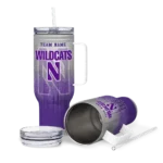 personalized northwestern wildcats gradient dots purple curved tumbler best selling.webp