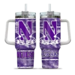 personalized northwestern wildcats honey streaks purple curved tumbler best selling.webp