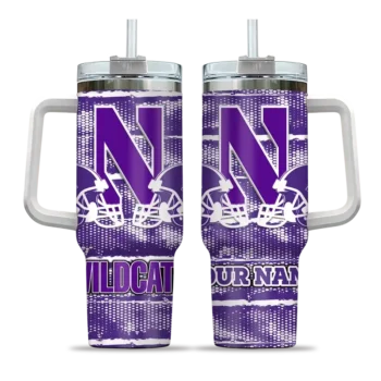 personalized northwestern wildcats honey streaks purple curved tumbler best selling.webp