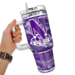 personalized northwestern wildcats honey streaks purple curved tumbler best selling.webp