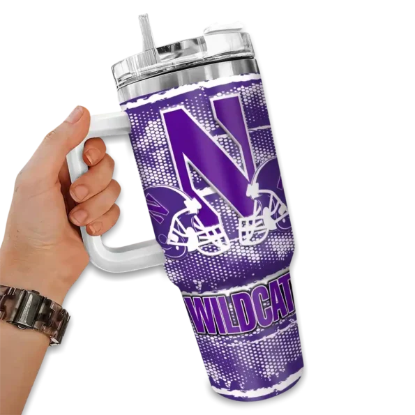 personalized northwestern wildcats honey streaks purple curved tumbler fashion forward.webp