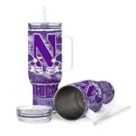 personalized northwestern wildcats honey streaks purple curved tumbler best selling.webp