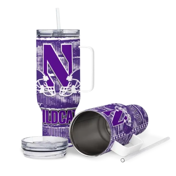 personalized northwestern wildcats honey streaks purple curved tumbler high quality.webp